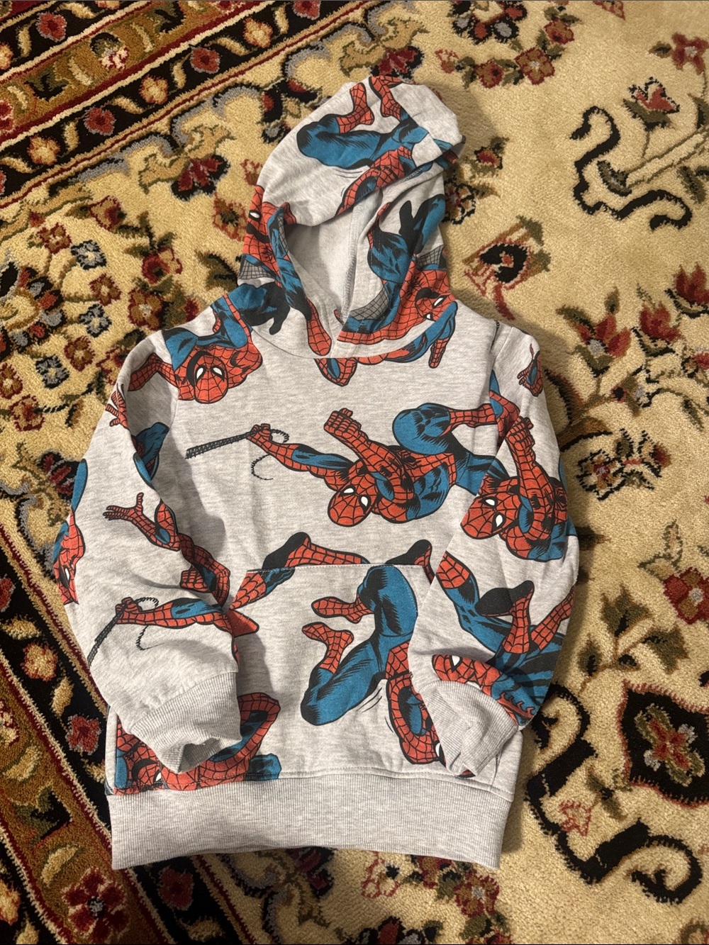 Marvel Kids Gray Spider-Man Zip Up Hoodie with Red and Blue Print